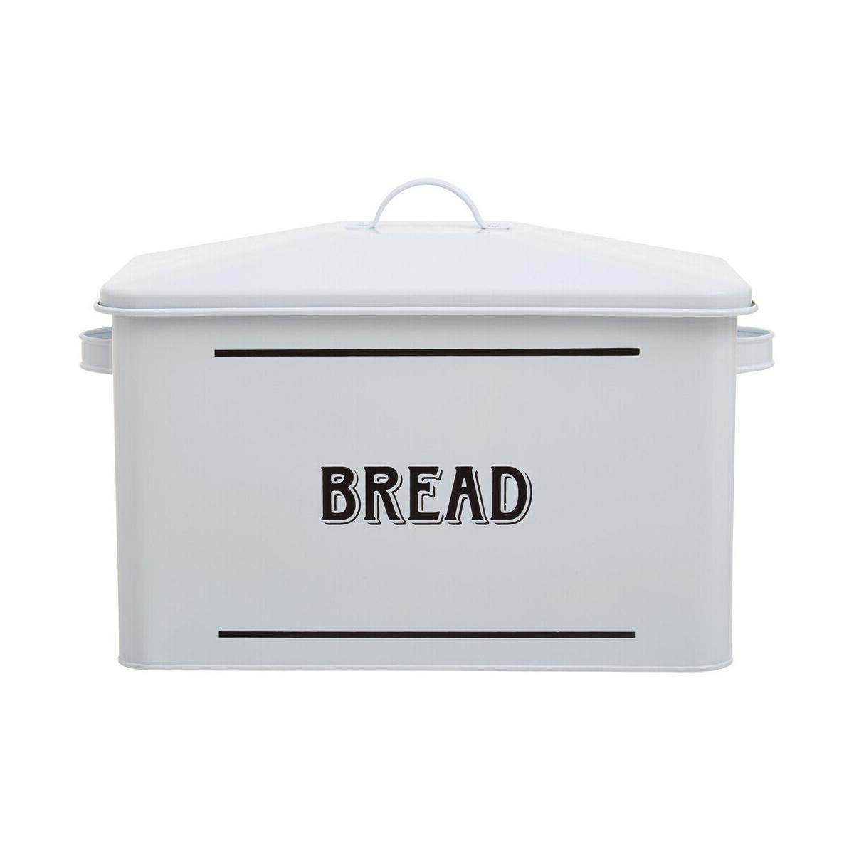Grocer White Metal Bread Bin
