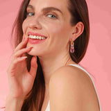 Transparent Rose Resin and Gold Hoop Earrings