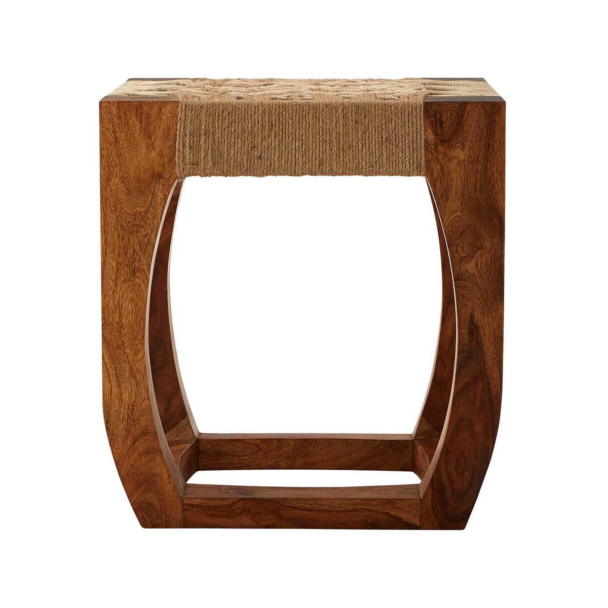 Boho Sheesham Wood And Jute Boho Stool