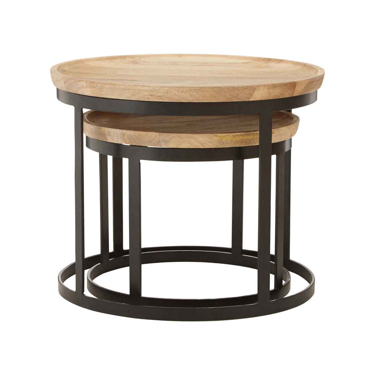 Boho Set Of Two Mango Wood Nesting Tables