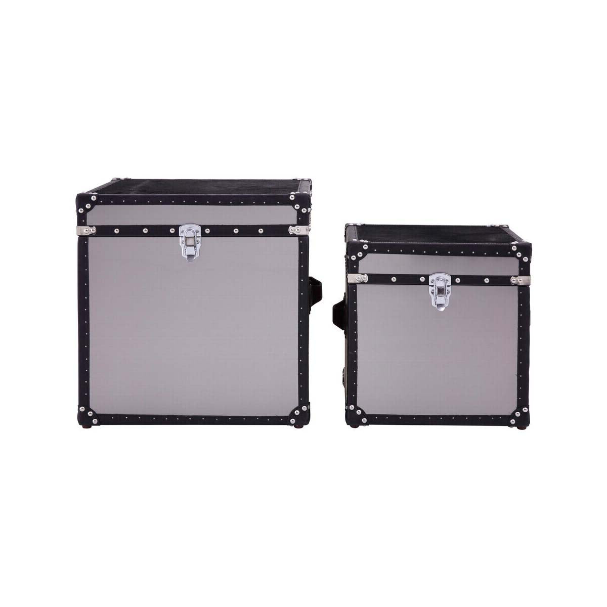 Kensington Townhouse Black And White Genuine Cowhide Storage Trunk Set