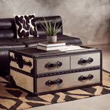 Kensington Townhouse Black And White Genuine Cowhide Coffee Table