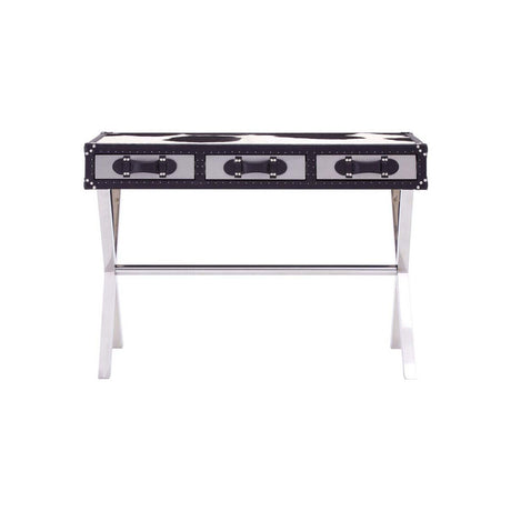 Kensington Townhouse Black And White Genuine Cowhide Console Table
