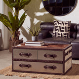Kensington Townhouse Brown And White Genuine Cowhide Coffee Table