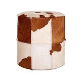 Kensington Townhouse Brown And White Genuine Cowhide Ottoman