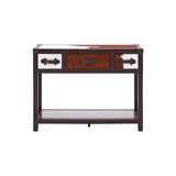 Kensington Townhouse Brown And White Genuine Cowhide 3 Drawer Table