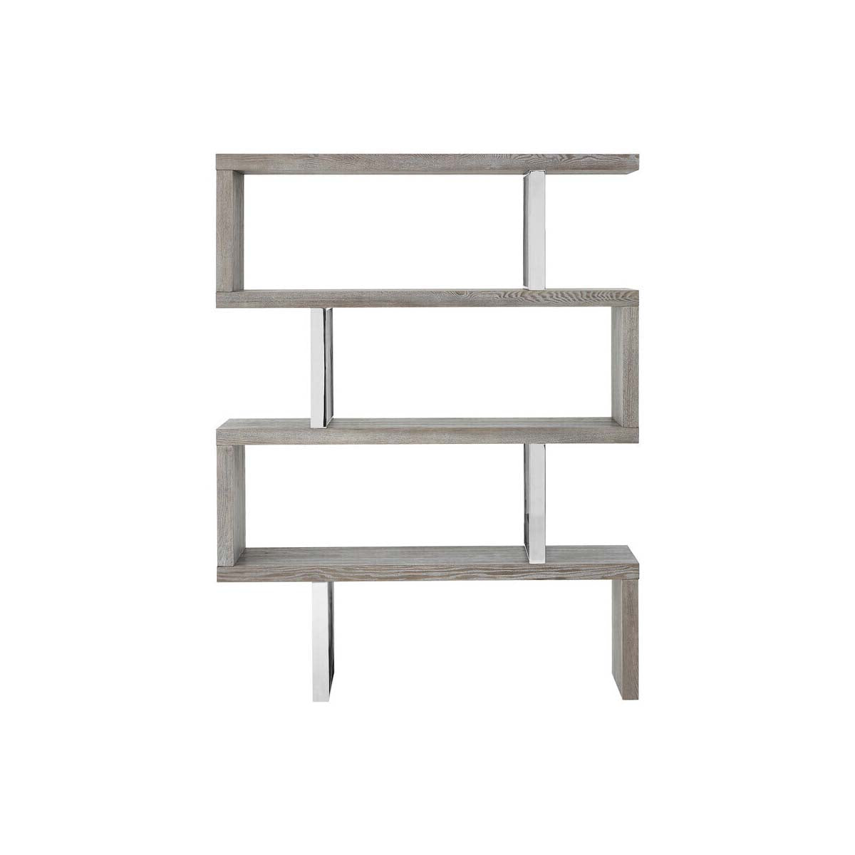 Ulmus Grey Elm Wood 4 Tier Bookshelf