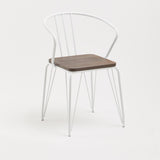 District White Metal And Elm Wood Arm Chair