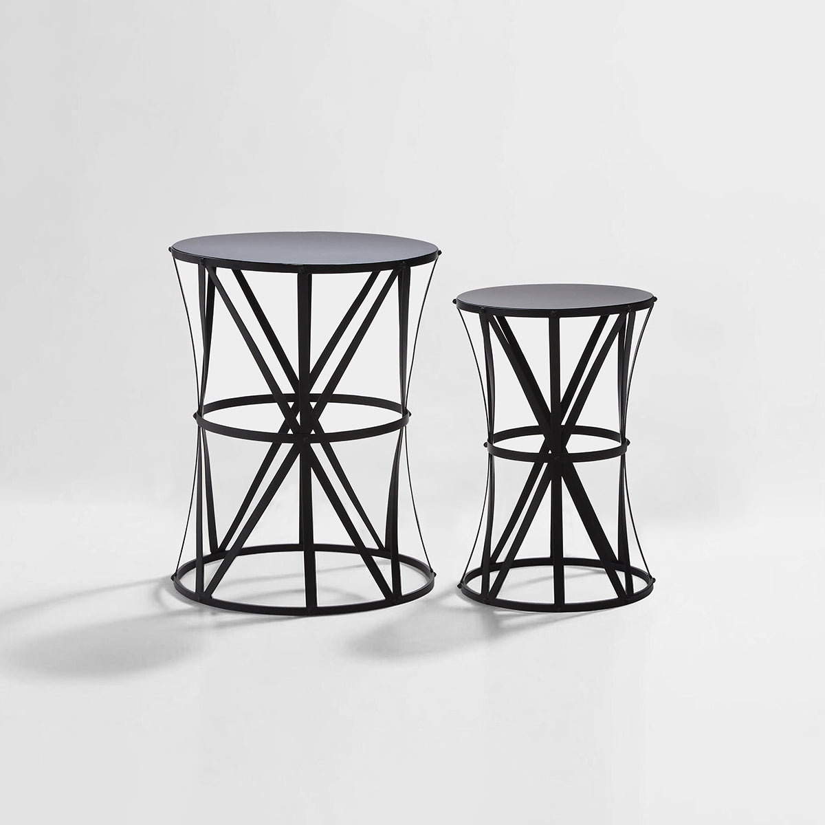 Avantis Set of 2 Cross Design Black Side Tables