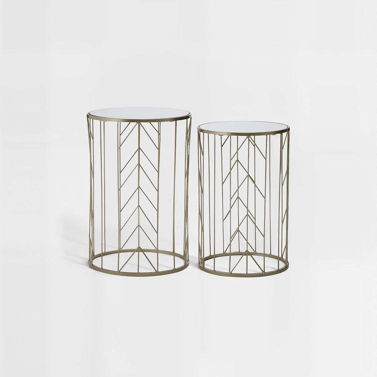 Avantis Set of 2 Arrow Design Champagne Side Tables