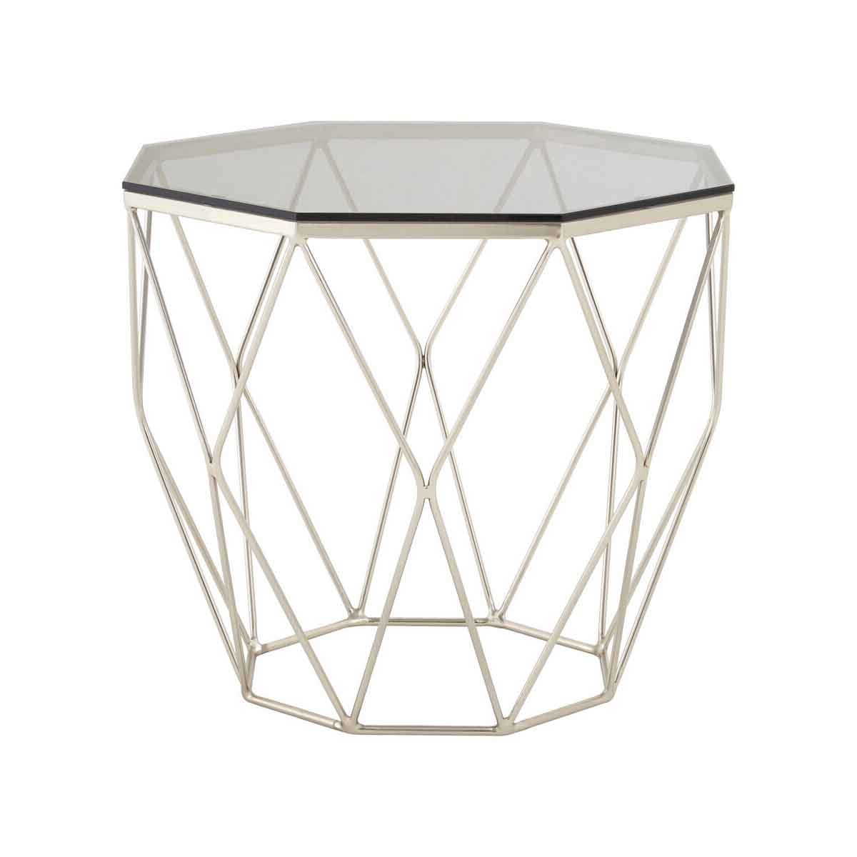 Allure Octagonal End Table With Brushed Nickel Base