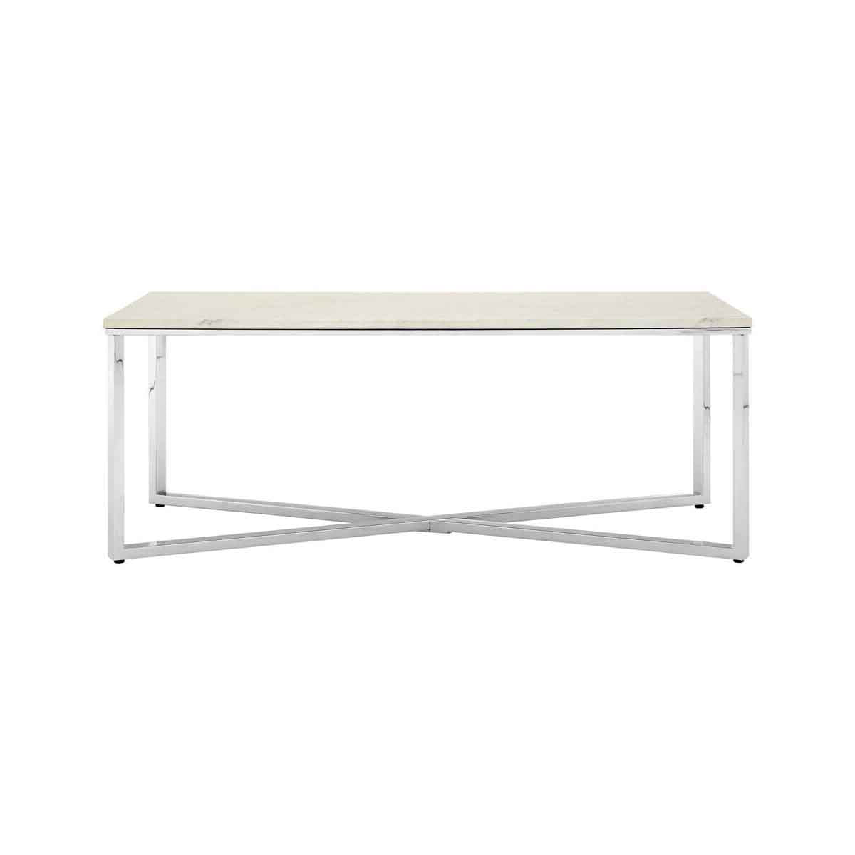 Allure White Faux Marble Chrome Coffee Table