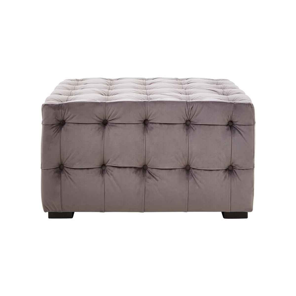 Stella Grey Velvet Button Tufted Stool
