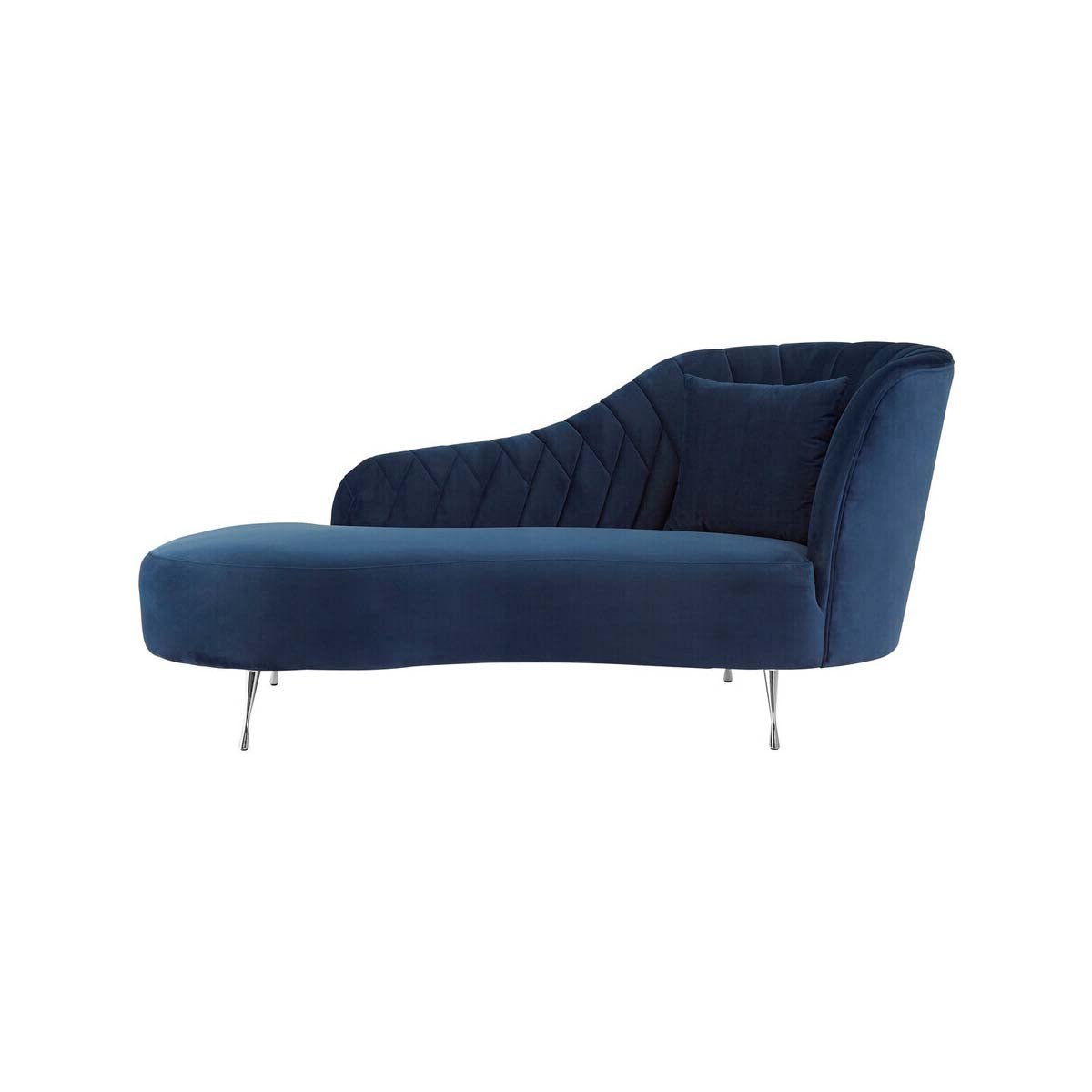 Rene Dark Blue Velvet Right Hand Chaise Longue