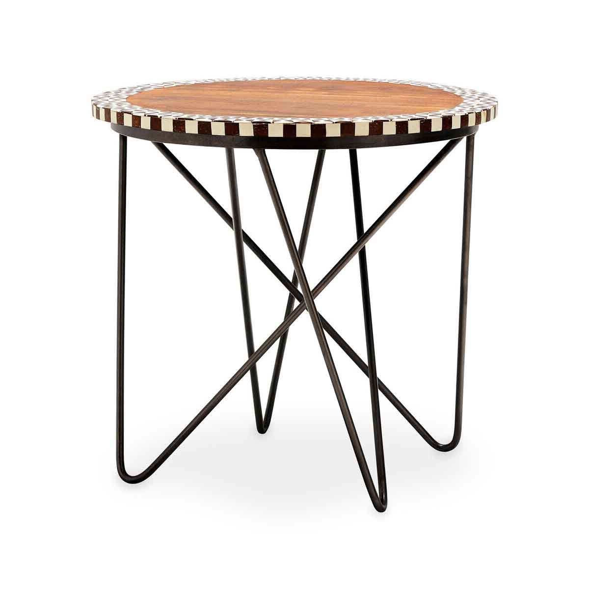Artisan Round Acacia Wood Side Table.