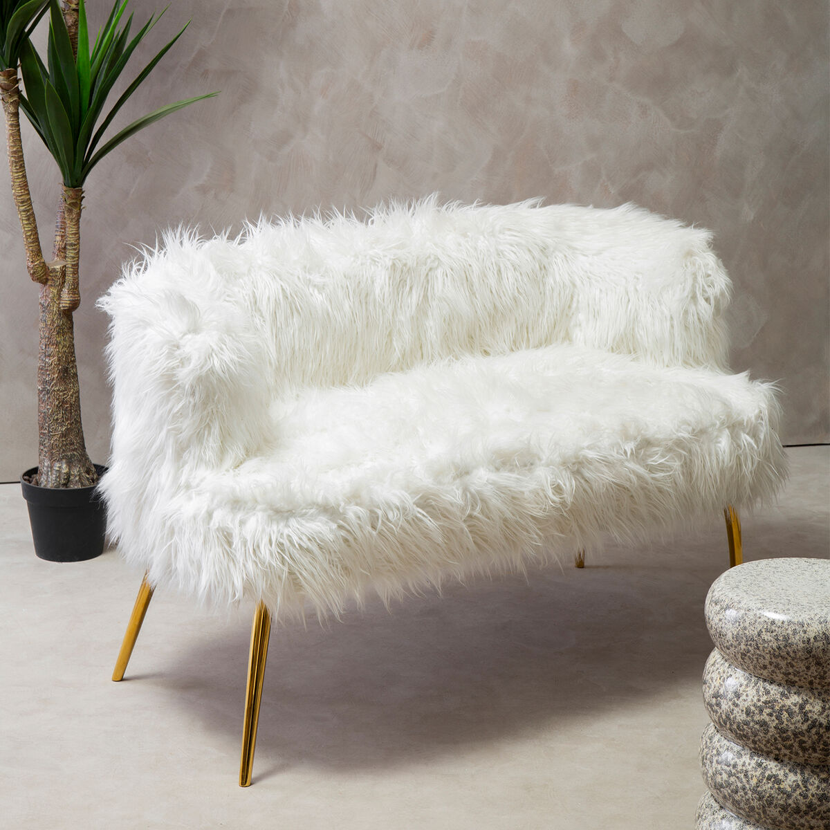 Clarence Natural Fur Effect Sofa
