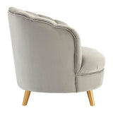 Orlina Grey Velvet Chair With Gold Wood Legs