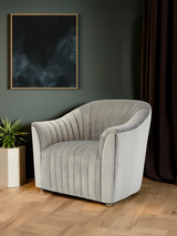 Opel Grey Velvet Armchair