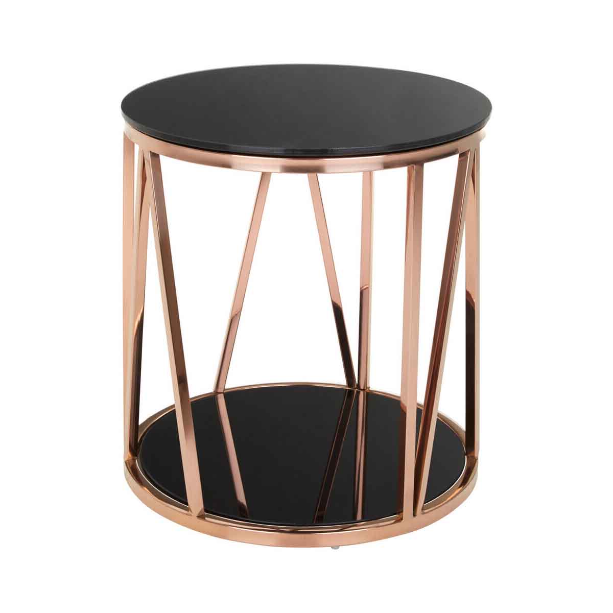 Alvaro Round Rose Gold Finish Side Table