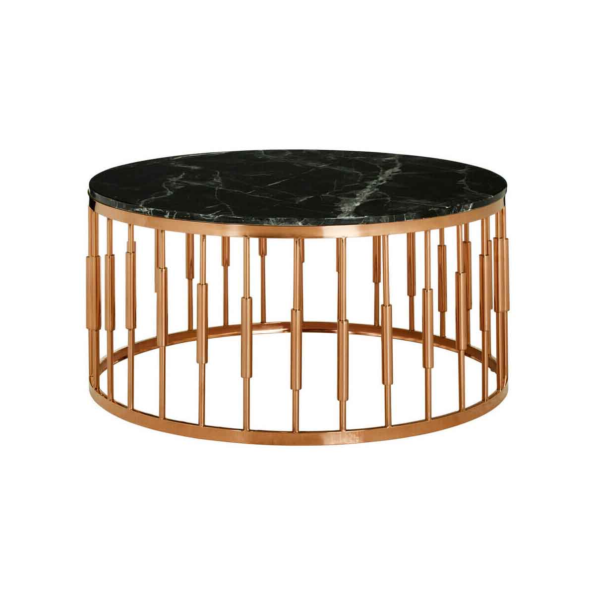 Alvaro Round Marble Top and Rose Gold Coffee Table