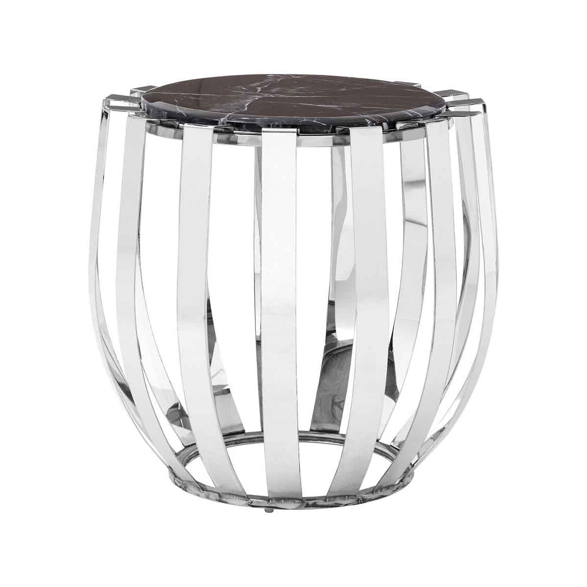 Alvaro Black Marble and Chrome Side Table