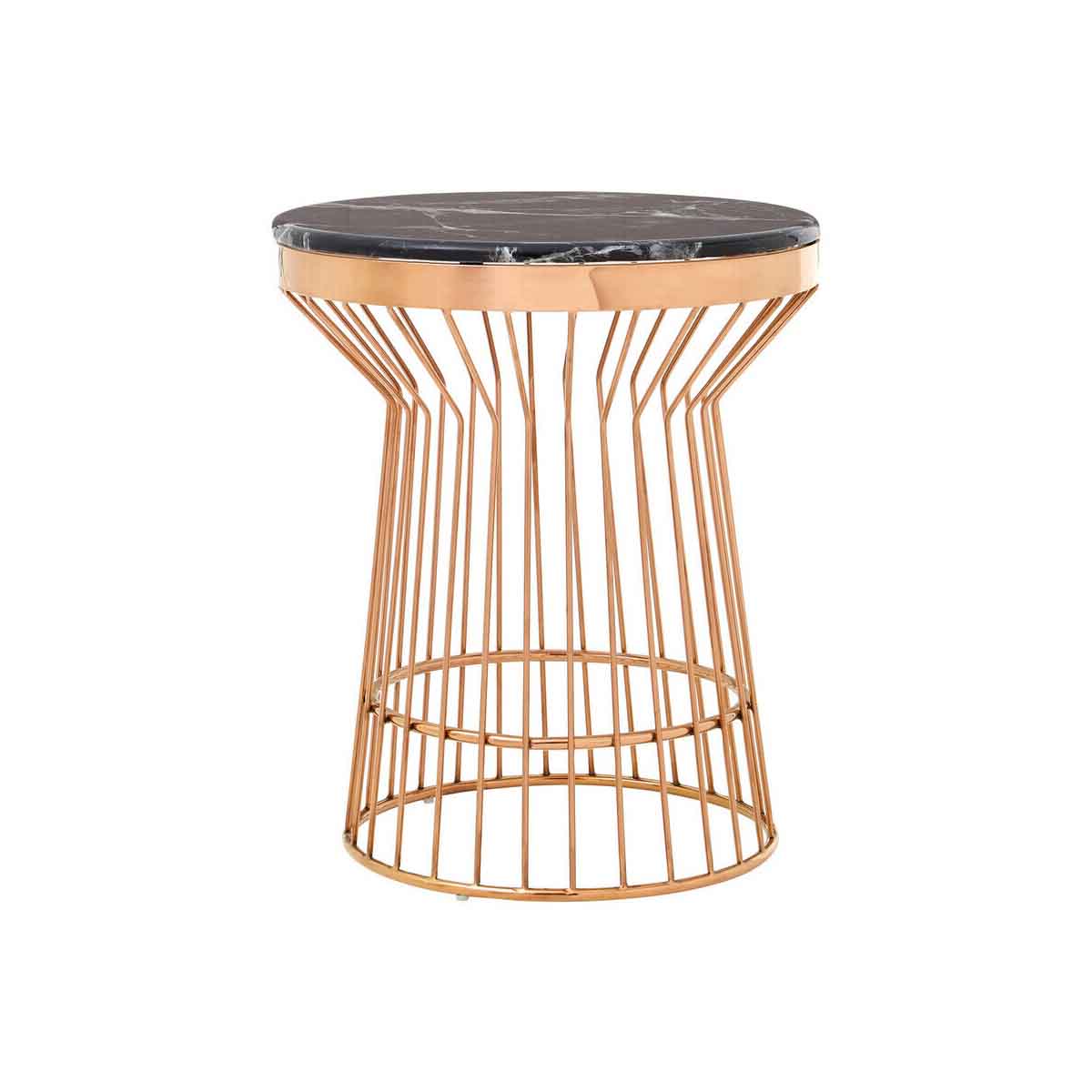 Alvaro Copper Finish Round Side Table
