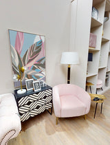 Louxor Pink Velvet Round Armchair