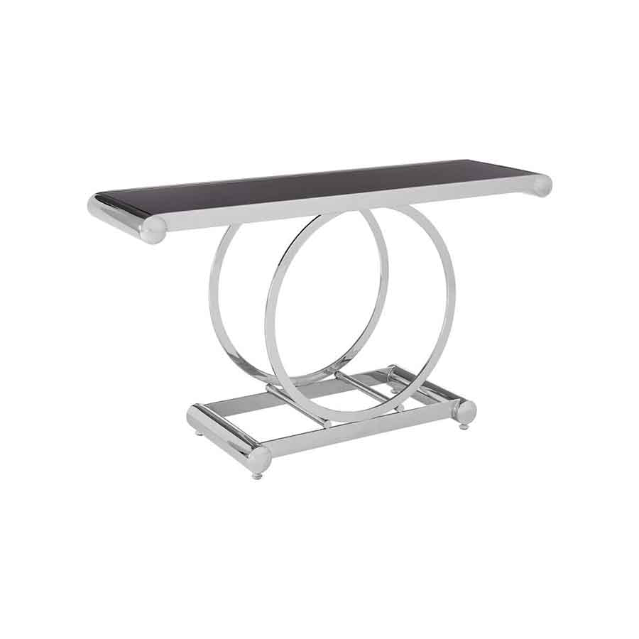 Novara Black Glass Top Console Table