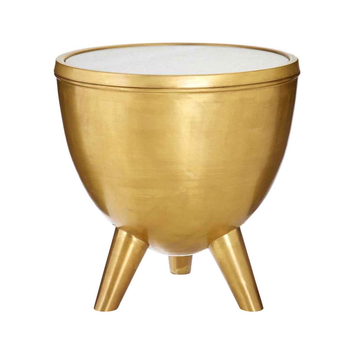 Crest Brass Finish White Marble Top Table
