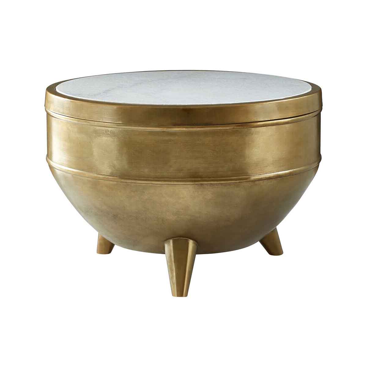 Crest Copper Finish White Marble Top Table