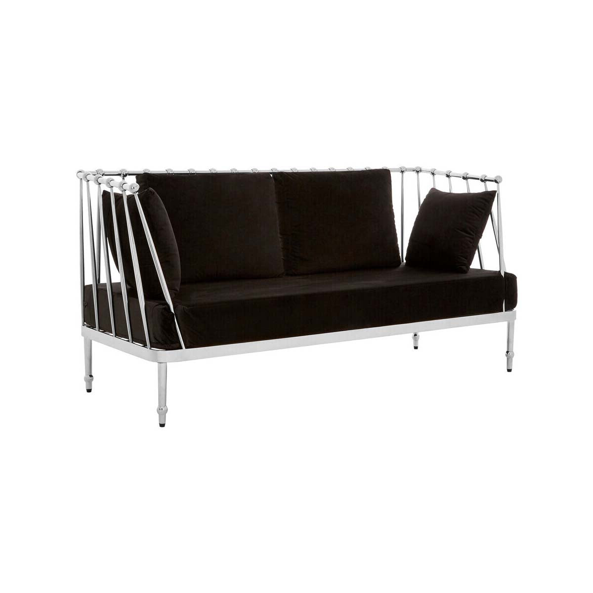 Novo 2 Seat Silver Finish Tapered Arms Sofa