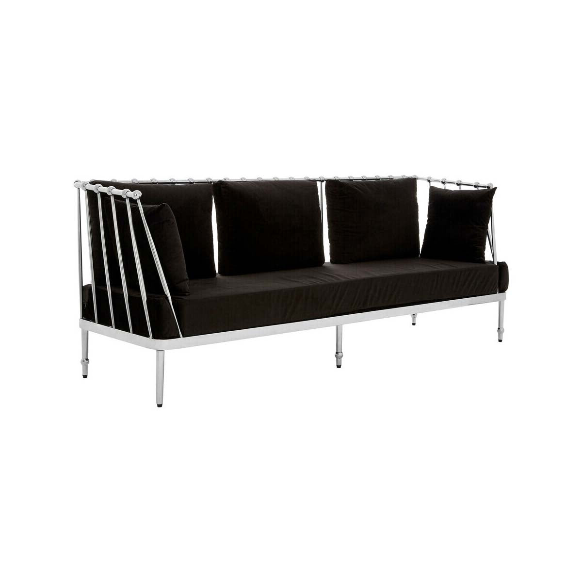 Novo 3 Seat Silver Finish Tapered Arms Sofa