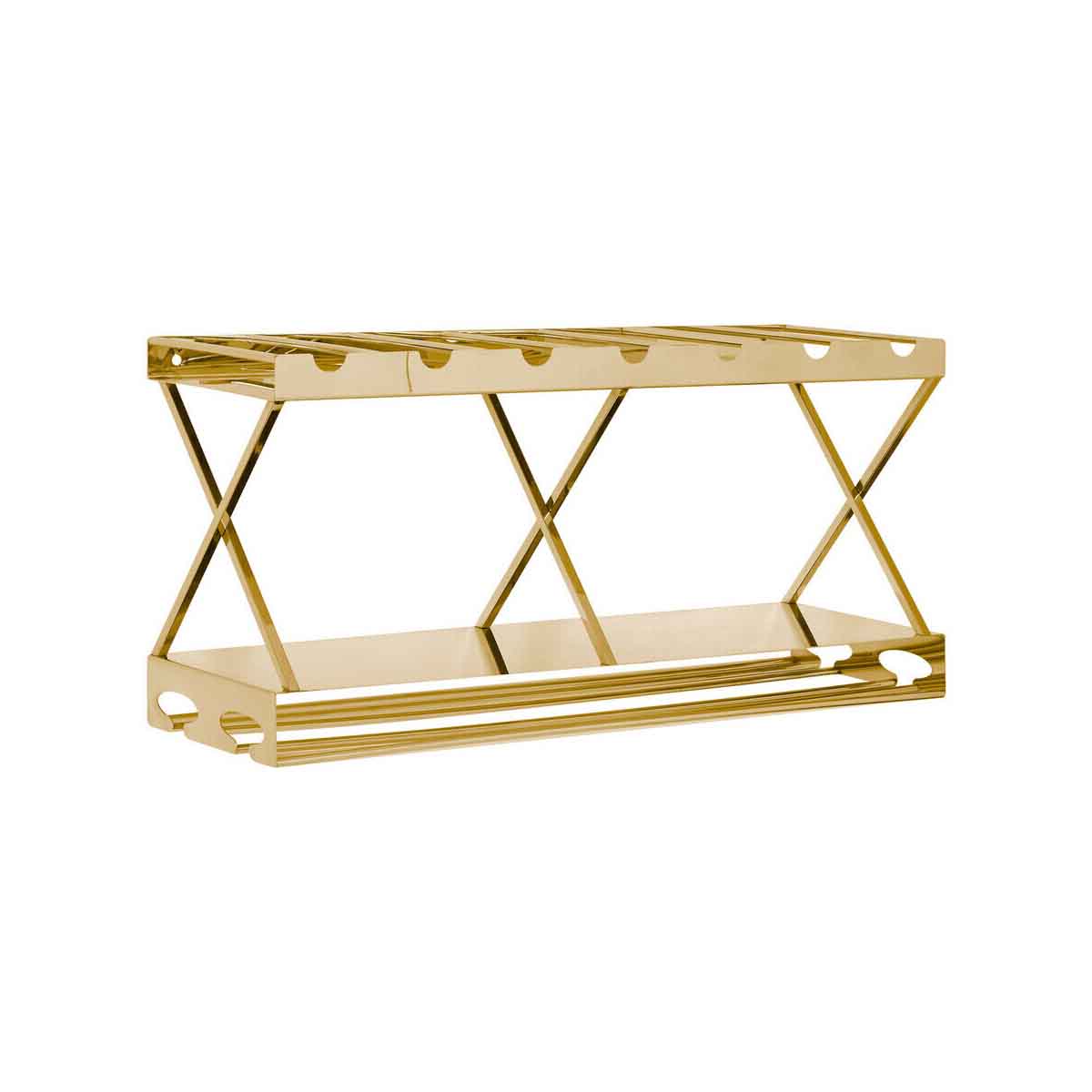 Novo 2 Tier 7 Bottle Gold Finish Wine Rack