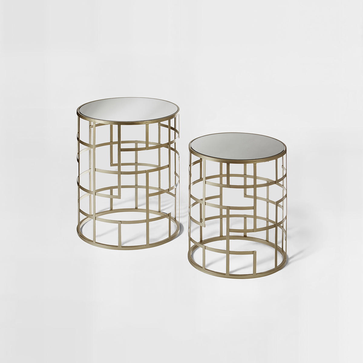 Set Of 2 Avantis Champagne Frame Tables