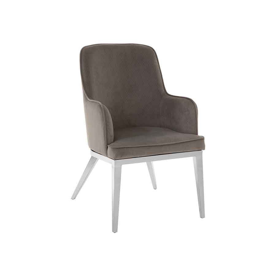 Eliza Grey Velvet Dining Chair with Silver Finish Legs