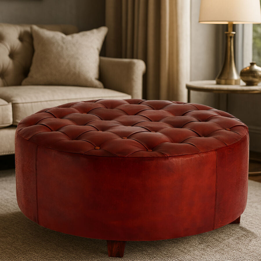 Inca Round Buttoned Stool