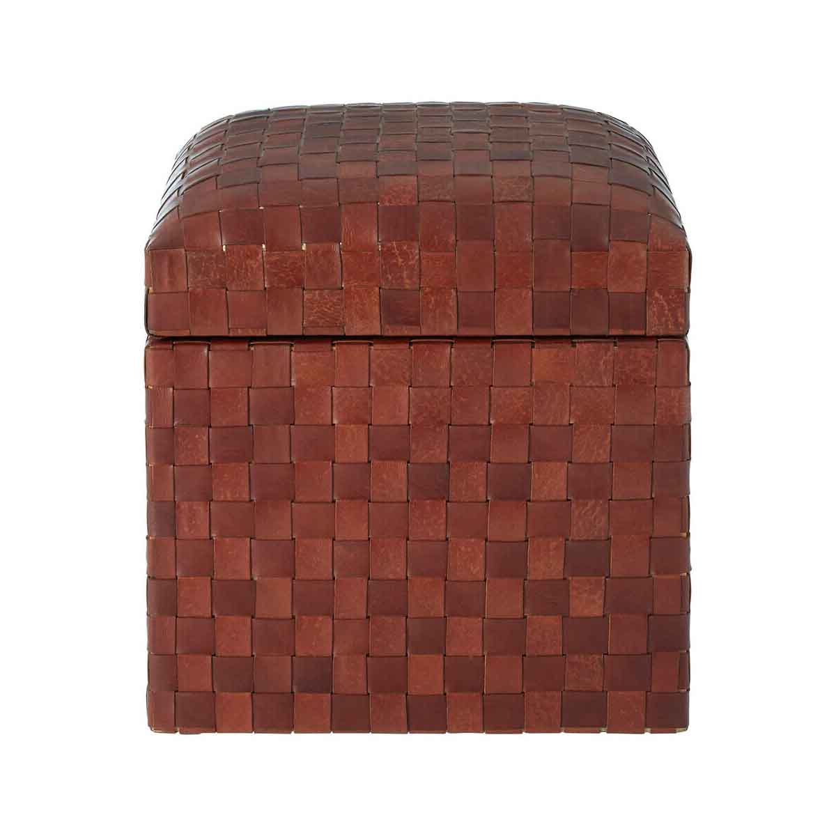 Inca Genuine Brown Leather Storage Stool