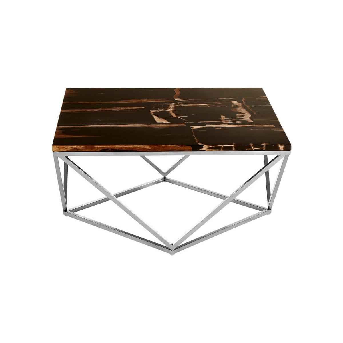 Relic Dark Petrified Wood Top Coffee Table