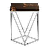Relic Dark Petrified Wood Top Side Table