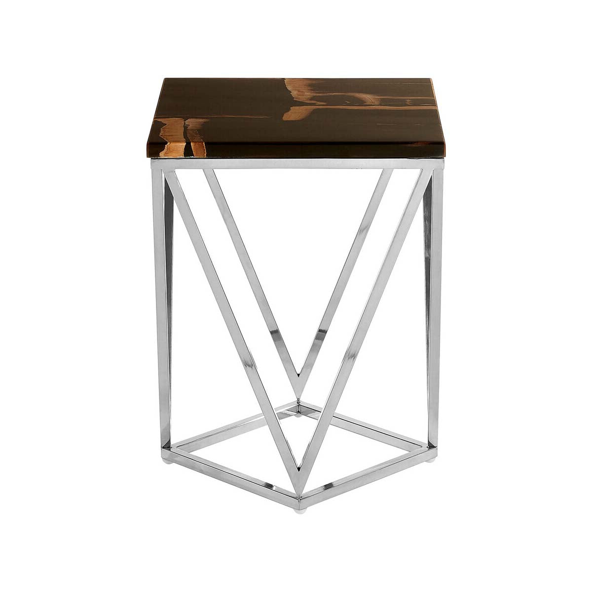 Relic Dark Petrified Wood Top Side Table