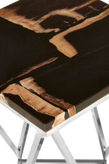 Relic Dark Petrified Wood Top Side Table