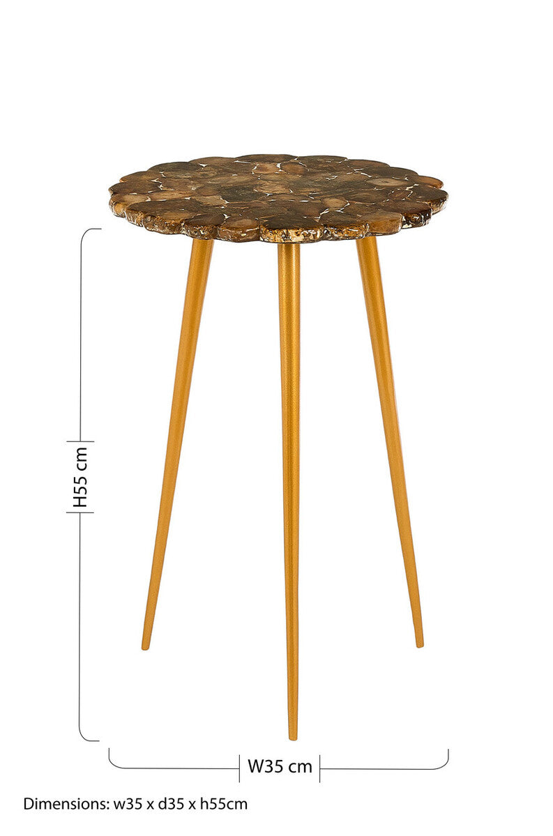 Relic Round  Side Table with Agate Top
