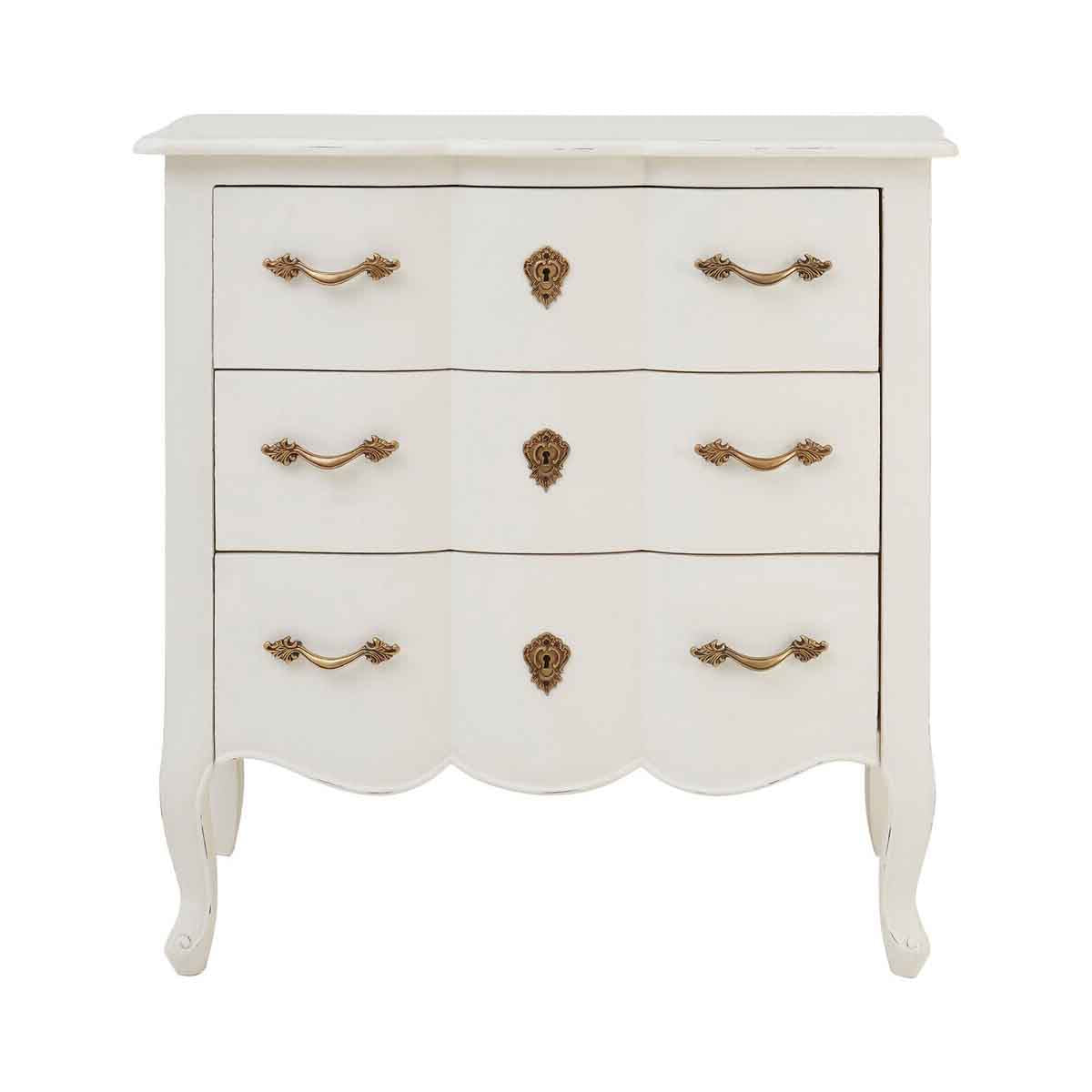 Loire 3 Drawer White Chest