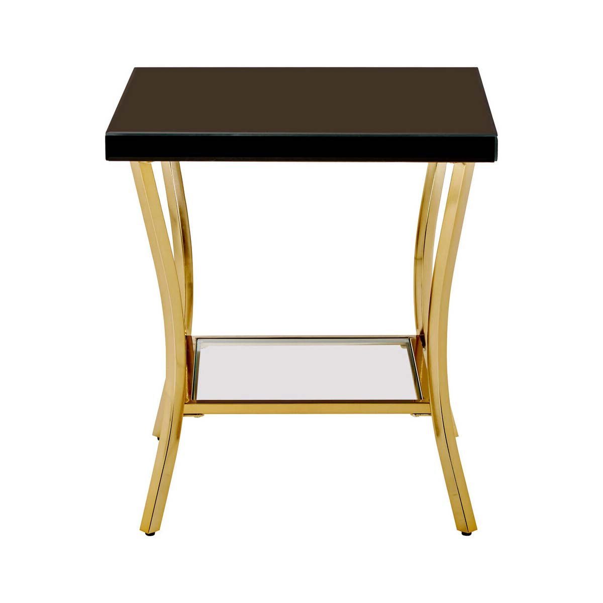 Kensington Townhouse Black Mirror Side Table with Gold Legs