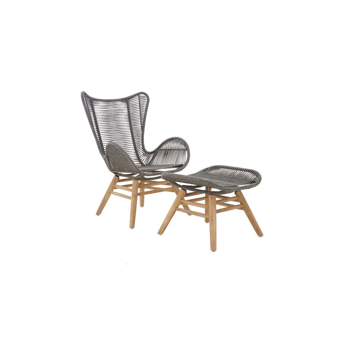 Sisal Grey Rope Lounge Chair And Footstool