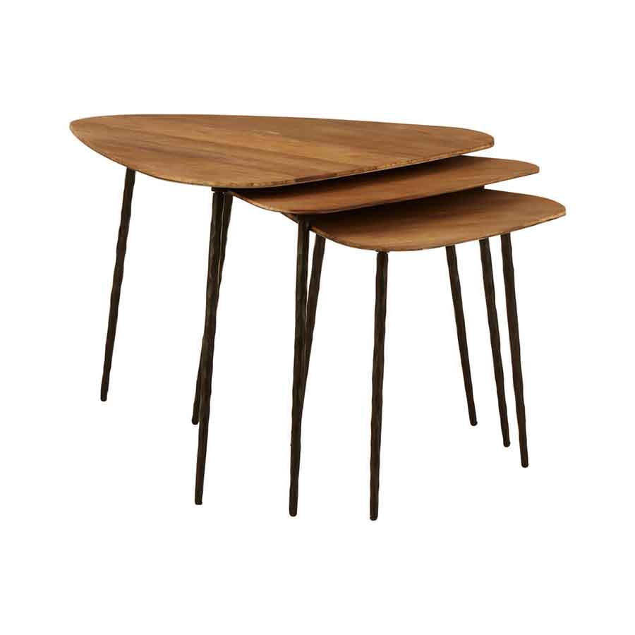 Elmo Nest of 3 Triangular Tables