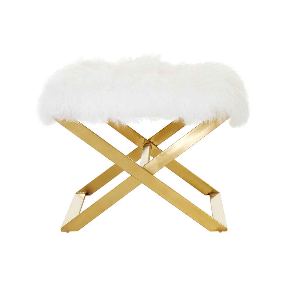 Anafi White Sheepskin Stool