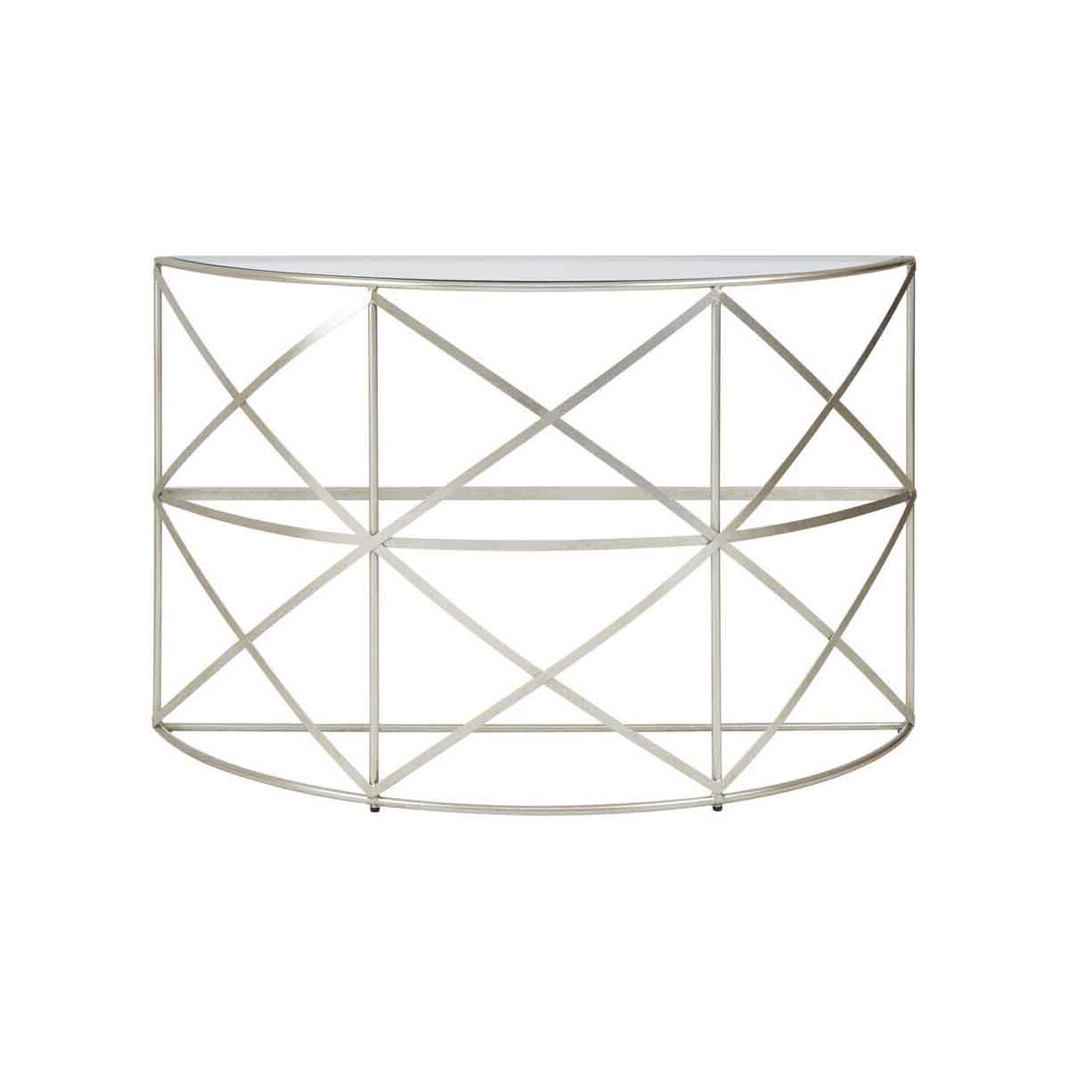 Rubia Silver Leaf Demilune Console Table