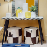 Boho Black and White Wooden Console Table