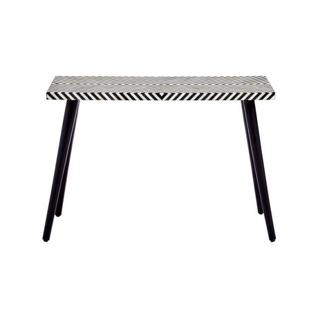 Boho Black and White Wooden Console Table